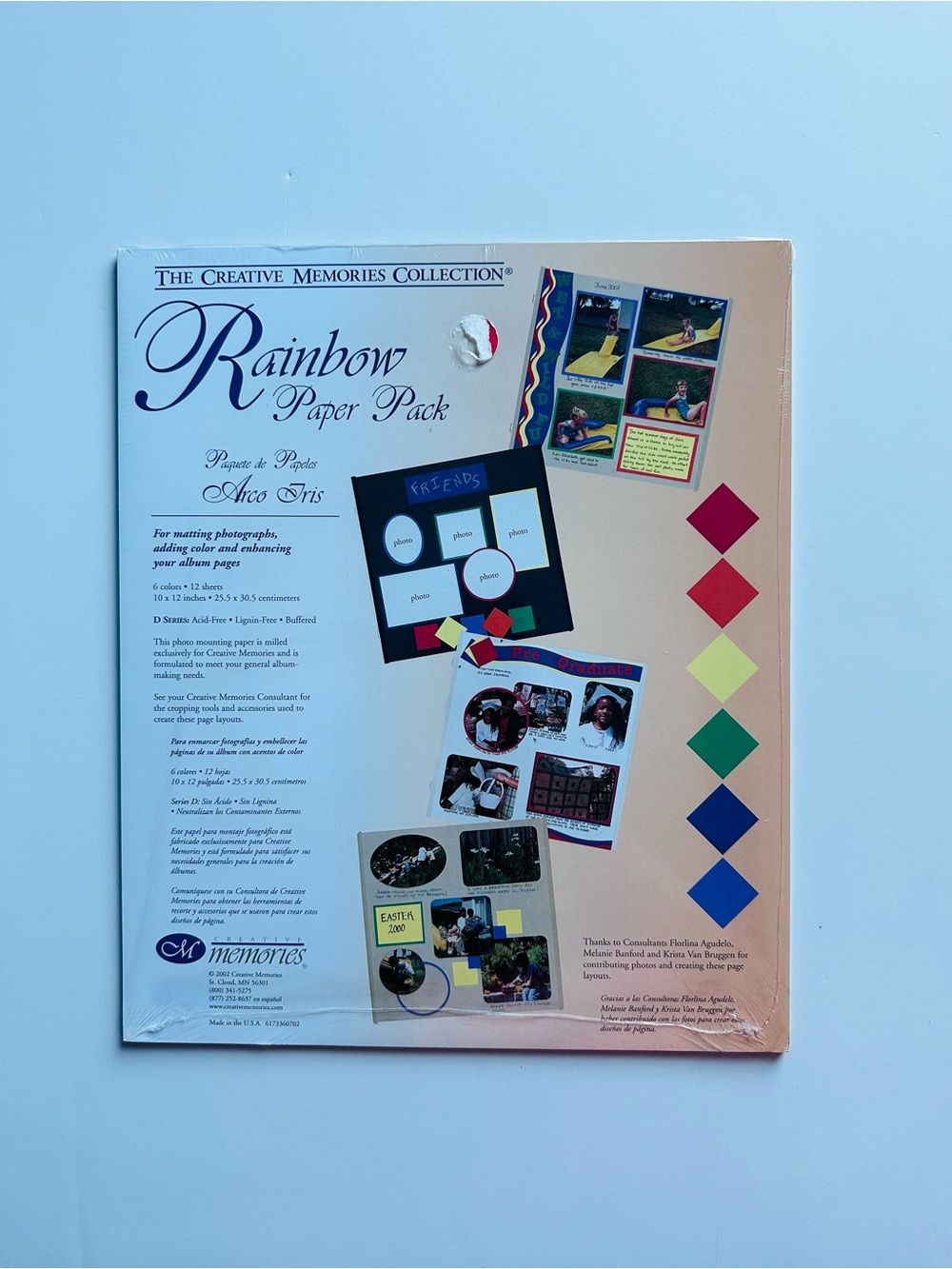 2002 RETIRED Creative Memories Rainbow Paper Pack PRIMARY COLORS